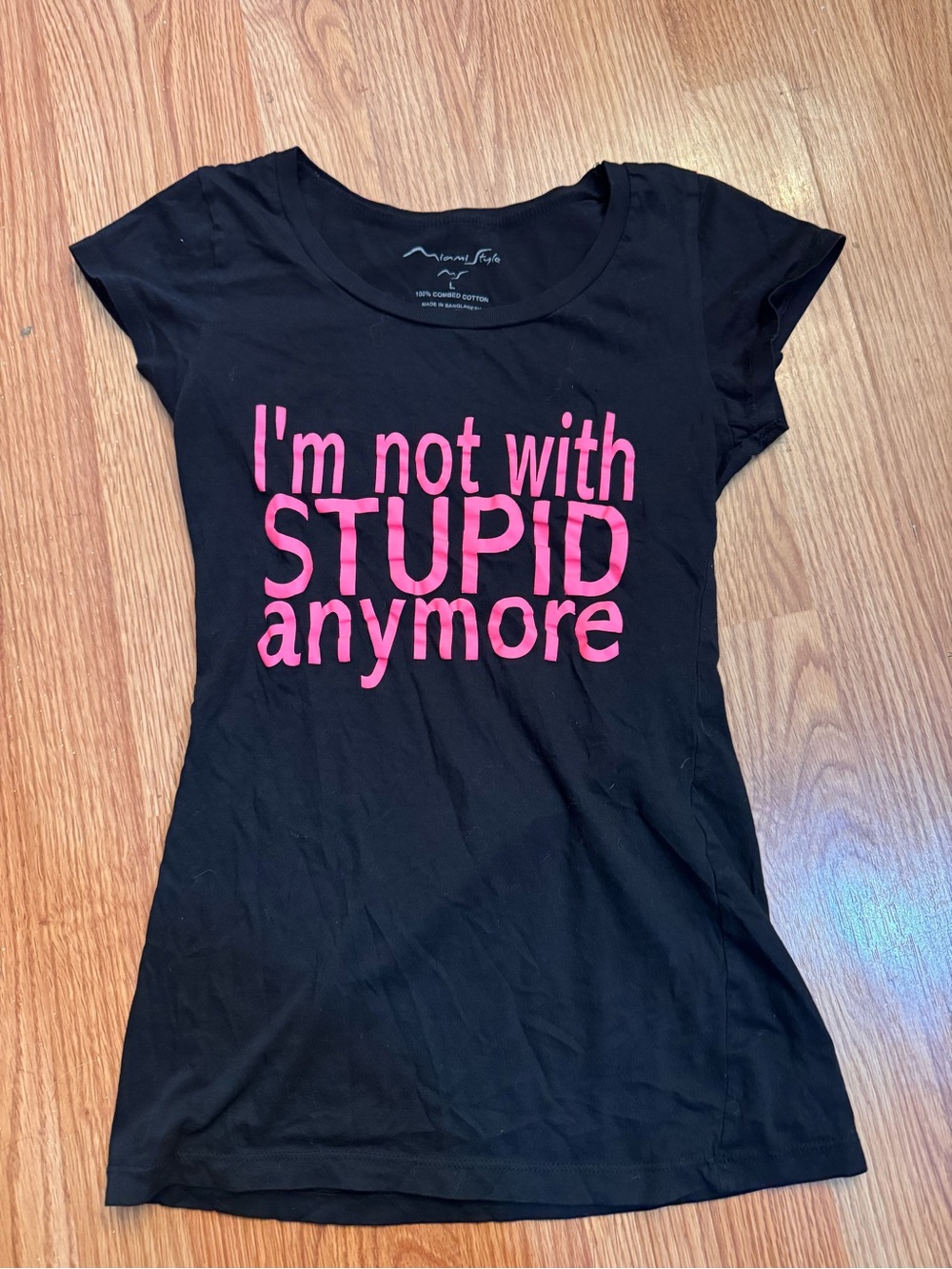 Y2K Black Graphic Tee with Pink Slogan